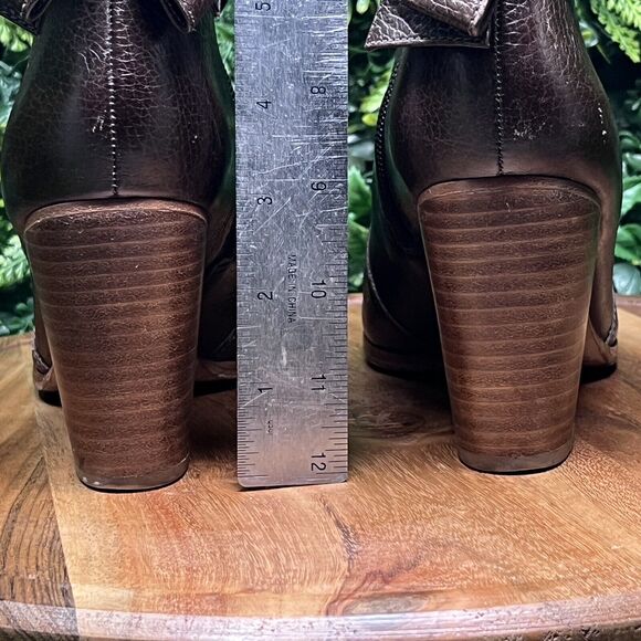 KATE SPADE NEW YORK Bootie Women 9 1/2 Brown Lanise Bow Back‎ Leather Ankle 1839 - Picture 11 of 13